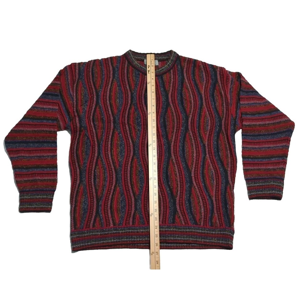 FIUME 3D Knit Thin‎ Sweater Coogie Biggie Style Red Black Size 52 - Picture 6 of 8